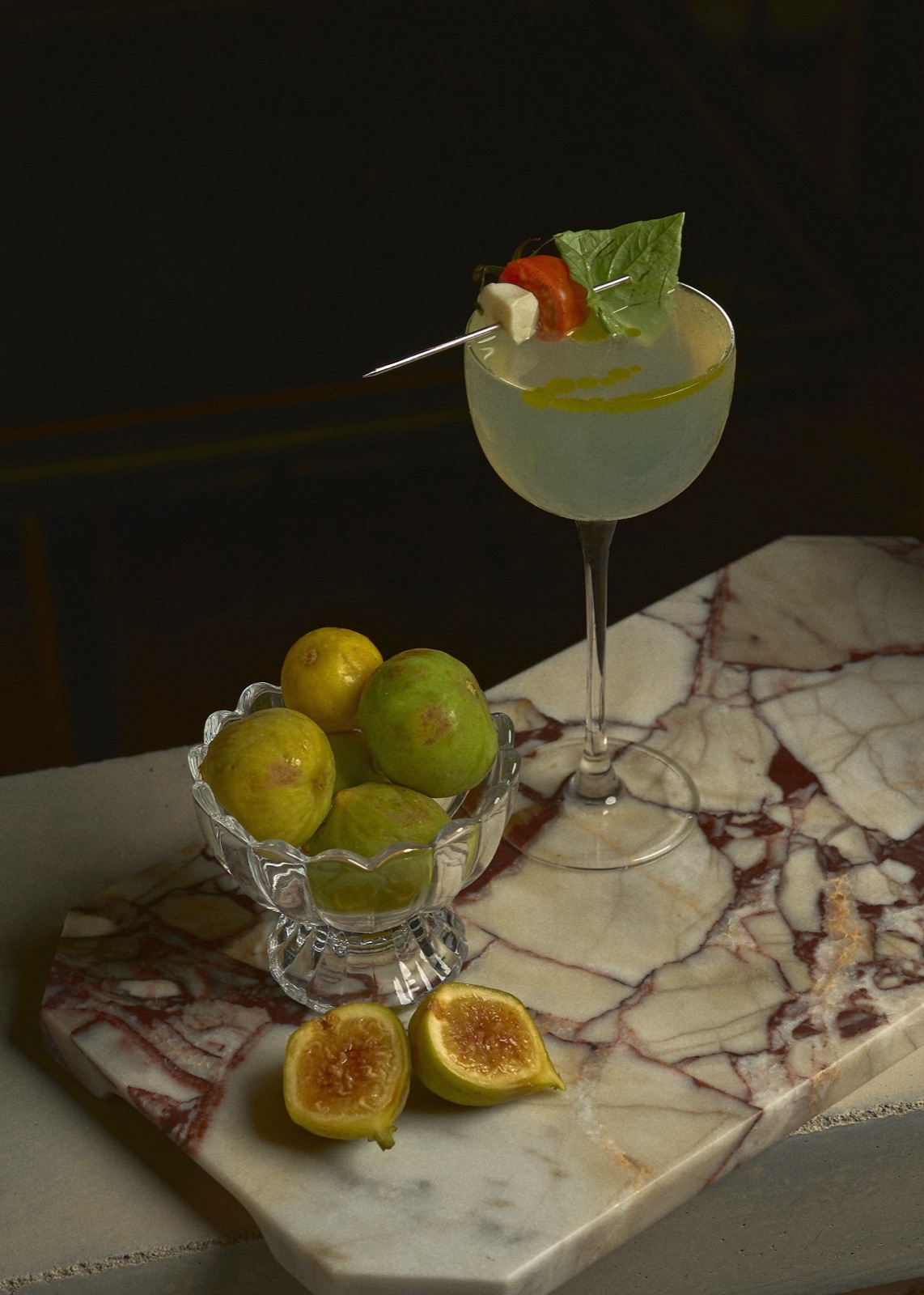 With cut figs.