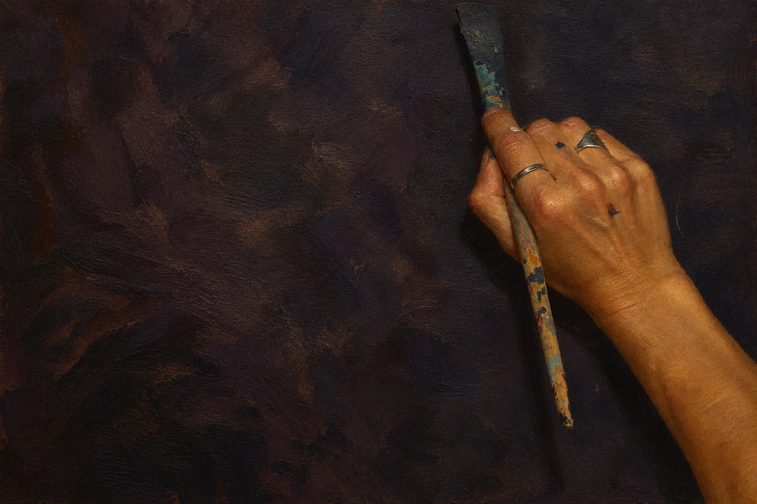The same hand as an oil painting