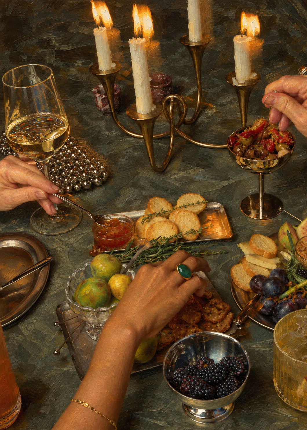 The same table as an oil painting